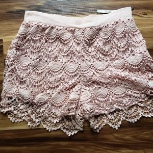 Peach lace shorts
